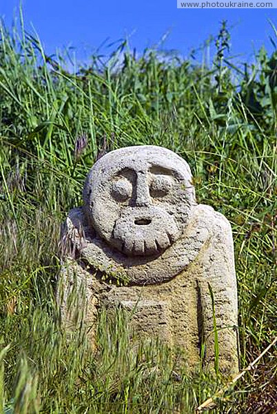 Zaporizhzhia. Stone statue  memory of Cossacks Zaporizhzhia Region Ukraine photos