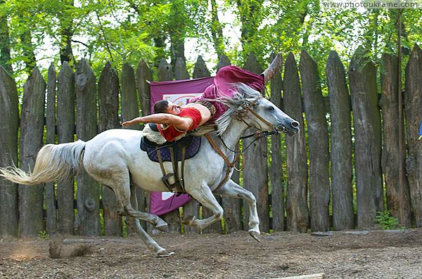 Zaporizhzhia. Horse theatre – hung on horse's neck Zaporizhzhia Region Ukraine photos