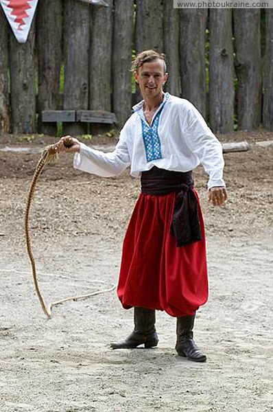 Zaporizhzhia. Horse theatre  Cossack with whip Zaporizhzhia Region Ukraine photos