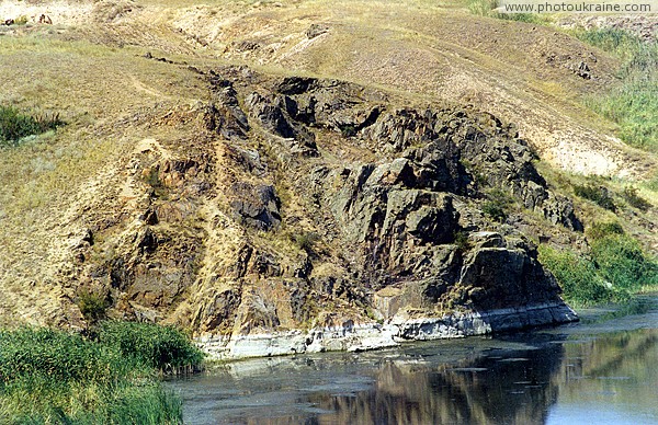 Radyvonivka. Crystal rock above river Berda Zaporizhzhia Region Ukraine photos