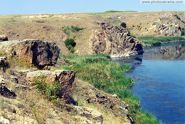 Radyvonivka. Granite ledges river shore Berda Zaporizhzhia Region Ukraine photos