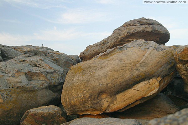 Terpinnia. Rounded edges sandstone blocks Zaporizhzhia Region Ukraine photos