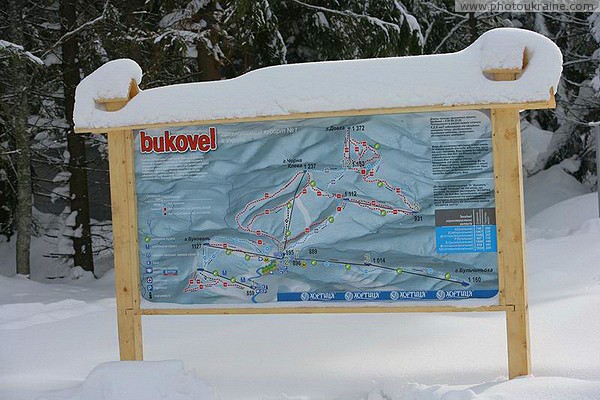 Bukovel. Advertising post-map of the resort Ivano-Frankivsk Region Ukraine photos