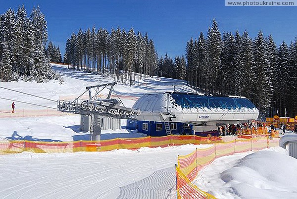 Bukovel. One of the stations of the 4-chair lift Ivano-Frankivsk Region Ukraine photos