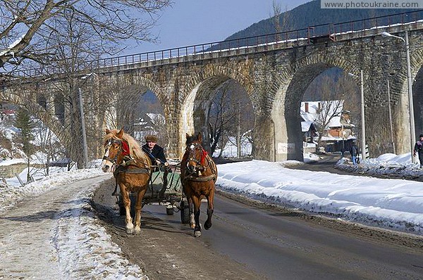 Vorokhta. Town transport on wheels Ivano-Frankivsk Region Ukraine photos