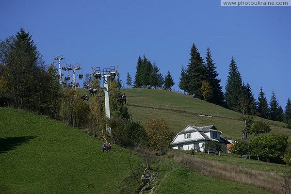 Vorokhta. Cableway climbs the hill Ivano-Frankivsk Region Ukraine photos