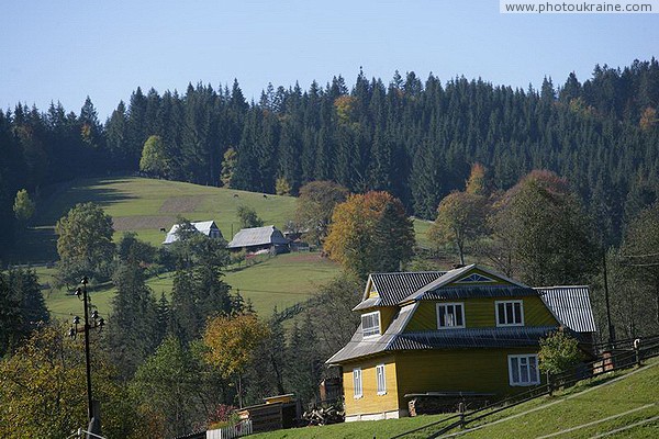 Vorokhta. Typical Carpathian wooden mansion Ivano-Frankivsk Region Ukraine photos