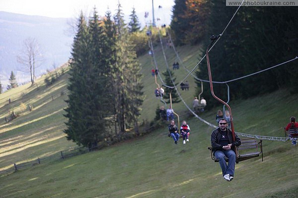 Vorokhta. Lone traveler cableway Ivano-Frankivsk Region Ukraine photos