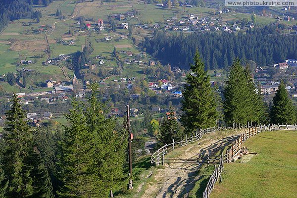 Vorokhta. The center of the village and exhausted mountain road Ivano-Frankivsk Region Ukraine photos