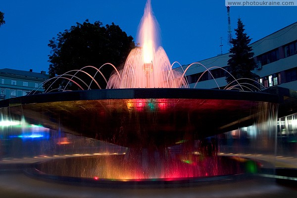 Ivano-Frankivsk. Glowing fountain on Vechevaya Square Ivano-Frankivsk Region Ukraine photos