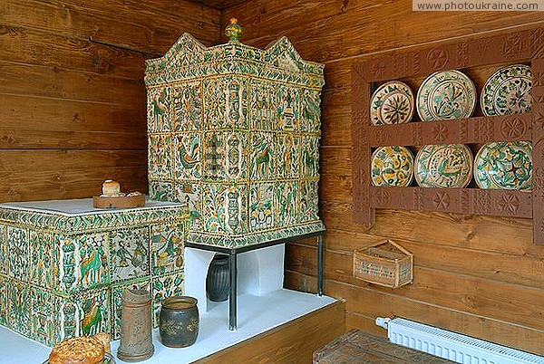 Kolomyia. Hutsul and Pokutya Museum - tile stove Ivano-Frankivsk Region Ukraine photos