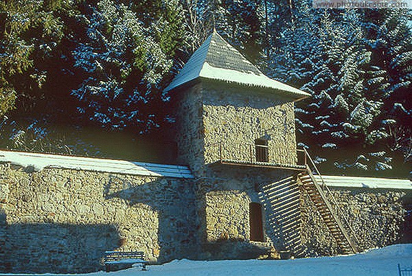 Maniavsky monastery. Monastery tower and defensive walls Ivano-Frankivsk Region Ukraine photos