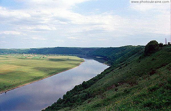 Nezvysko. High (right) and low banks of the Dniester River Ivano-Frankivsk Region Ukraine photos