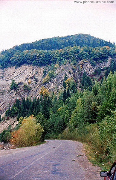 Tyudiv. Highway Vizhnitsa - Putyla at the Tudov wall Ivano-Frankivsk Region Ukraine photos