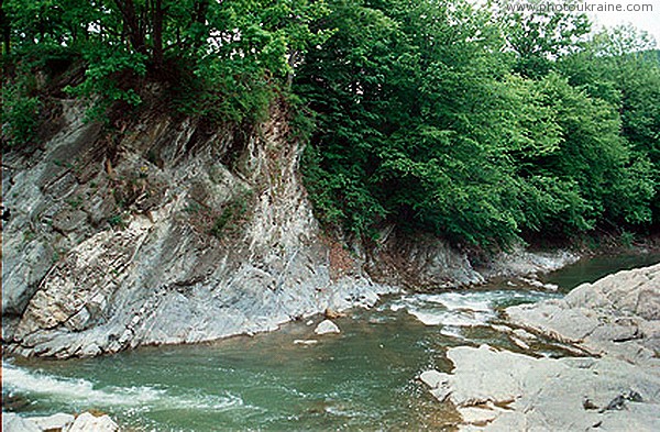 Sheshory. Sandstone cliffs around the riverbed Ivano-Frankivsk Region Ukraine photos