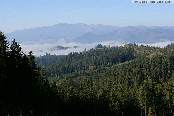 Яблуницкий перевал. Вид на двуглавую гору Близница Ивано-Франковская область Фото Украины
