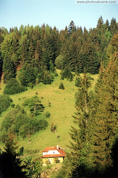 Yablunytsia. Rural houses scramble up the slopes Ivano-Frankivsk Region Ukraine photos