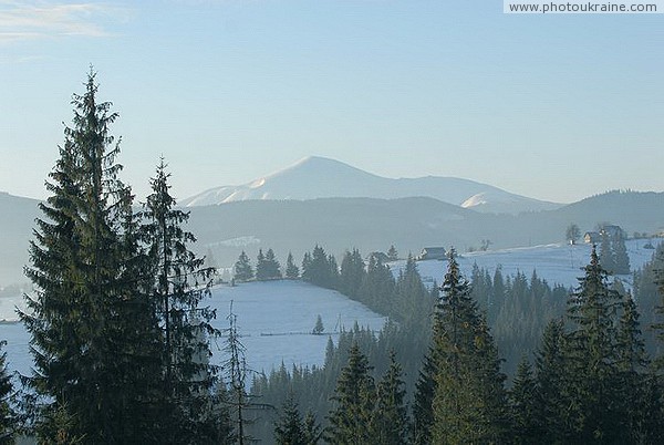 Yablunytsia. Winter Hoverla in the morning haze Ivano-Frankivsk Region Ukraine photos