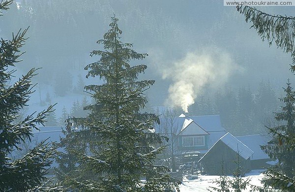 Yablunytsia. Winter country morning Ivano-Frankivsk Region Ukraine photos