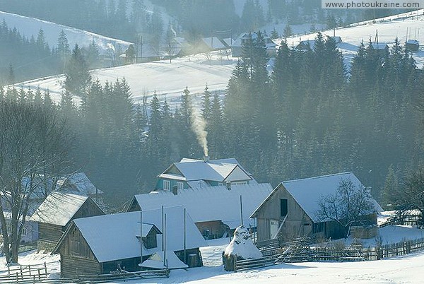 Yablunytsia. Winter labor morning Ivano-Frankivsk Region Ukraine photos