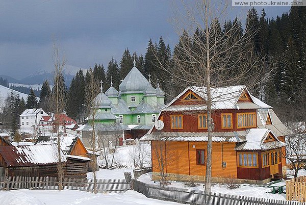 Yablunytsia. Church of St. Basil decoration of the village center Ivano-Frankivsk Region Ukraine photos