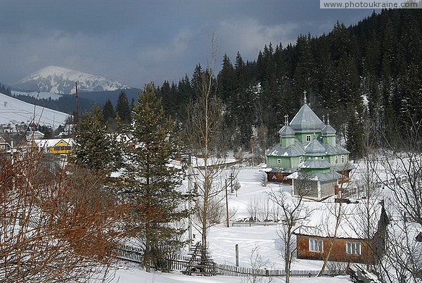 Yablunytsia. Church of St. Basil on the bank of the river Yablunitsy Ivano-Frankivsk Region Ukraine photos