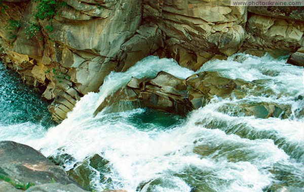 Yaremche. Prut waterfall Yaremchensky Guk - top view Ivano-Frankivsk Region Ukraine photos