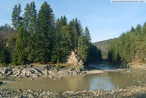 Yaremche. Bend of the channel in the upper course of the Prut River Ivano-Frankivsk Region Ukraine photos