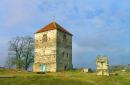 Busha. Fortress tower is surrounded by Museum of sculptures, Vinnytsia Region, Fortesses & Castles 