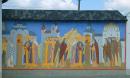 Zymne. Wall painting at entrance to Cathedral, Volyn Region, Monasteries 