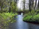 Lukiv. Stone bridge across water-filled old defensive moat, Volyn Region, Country Estates 