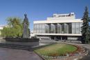 Lutsk. Monument to L. Ukrainka in front of theater, Volyn Region, Cities 