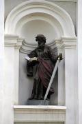 Lutsk. Sculpture in niche catholic facade, Volyn Region, Churches 