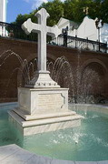 Sviatogirska lavra. Marble cross in fountain, Donetsk Region, Monasteries 