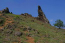 Starolaspa. Pinnacle above river, Donetsk Region, Geological sightseeing 