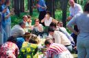 Lunch before congress of geographers on bank of river Tnia, Zhytomyr Region, Peoples 