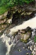 Trygiria. Noisy artificial waterfall at dam, Zhytomyr Region, Rivers 