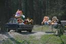 Soft toys with birch twigs, Zhytomyr Region, Roads 