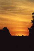 Red sunset in Malin area, Zhytomyr Region, Roads 