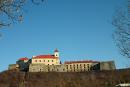 Mukacheve. Western facade of castle Palanok, Zakarpattia Region, Fortesses & Castles 