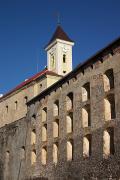 Mukacheve. Clock tower above castle walls, Zakarpattia Region, Fortesses & Castles 