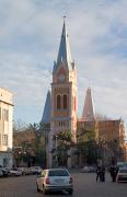 Mukacheve. Striking silhouette of church of Martin, Zakarpattia Region, Churches 