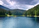 Reserve Synevyr. Synevyr lake with island, Zakarpattia Region, National Natural Parks 