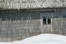 Reserve Synevyr. Wooden shelter in mountains, Zakarpattia Region, National Natural Parks 