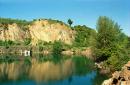 Uzhgorod. Eastern coast of flooded pit, Zakarpattia Region, Geological sightseeing 