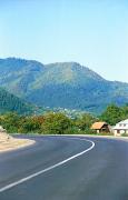 Khmeliv. Bending highway Tiachiv  Rakhiv, Zakarpattia Region, Roads 