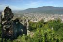 Hust. View of city from ruins of castle Hust, Zakarpattia Region, Fortesses & Castles 