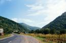 Lug. Scenic road in canyon of river Tisa, Zakarpattia Region, Roads 