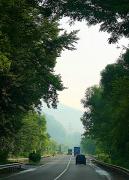 E50 road in suburbs Svaliava, Zakarpattia Region, Roads 