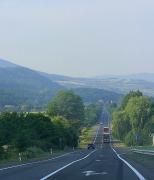 E50 road in suburb of Mukacheve heads for hills, Zakarpattia Region, Roads 